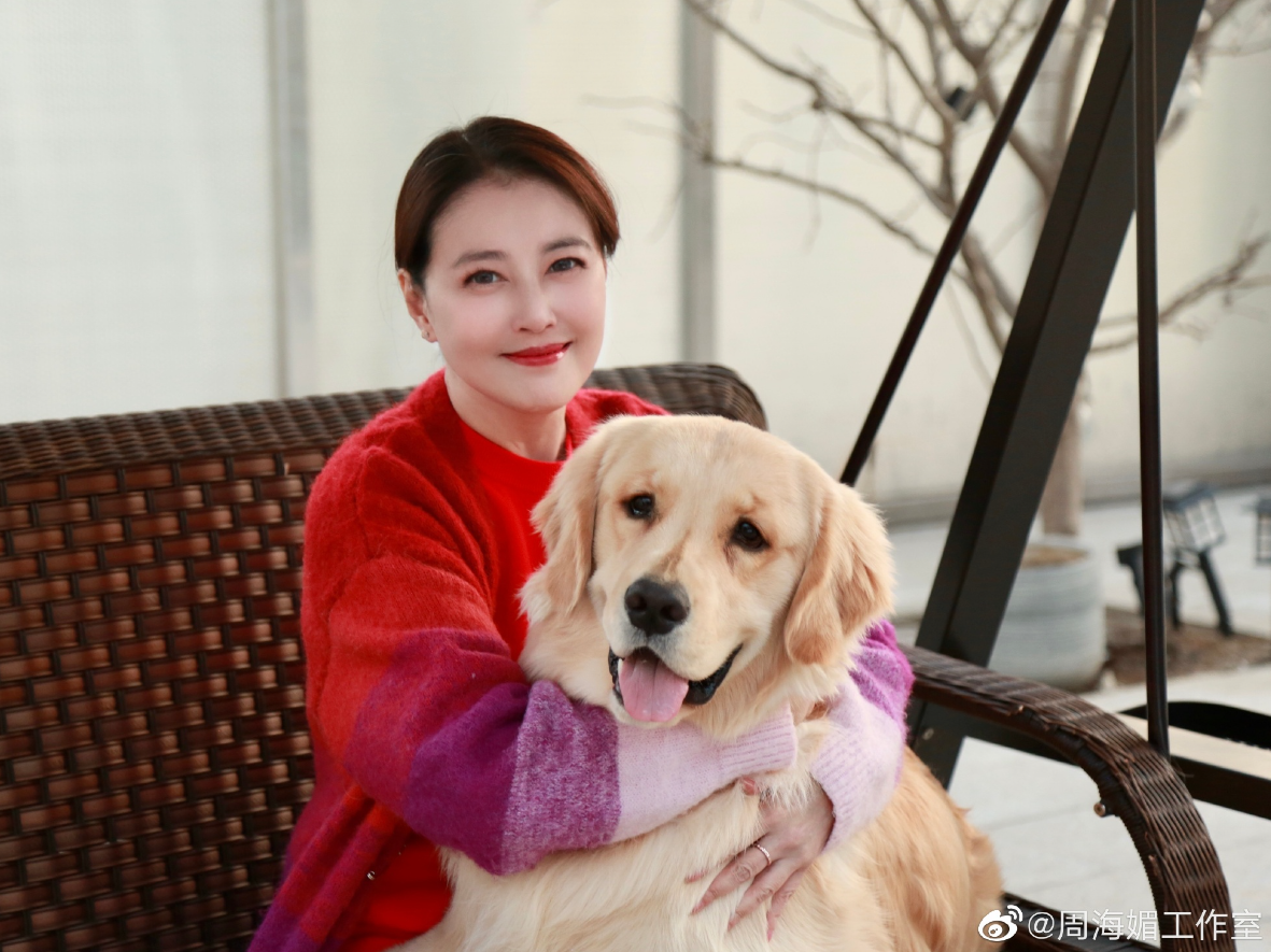 ▲周海媚常帶著愛犬出鏡。（圖／翻攝自微博／周海媚工作室）