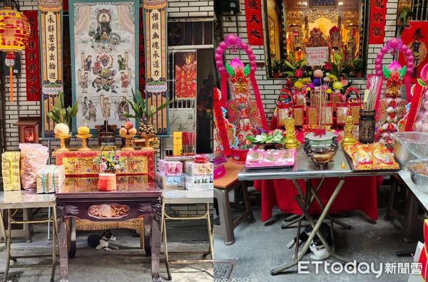 d7455576 ▲廟裡拜拜驚見「媽祖旁有小跟班」 牠嚴肅眼凝視:還不快供奉罐罐(圖/網友江先生提供,請勿隨意翻拍,以免侵權。)