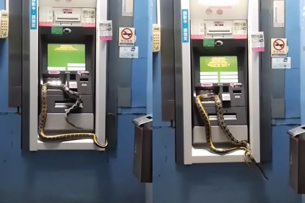 ▲▼提款機有蛇。（圖／翻攝臉書／爆廢公社）