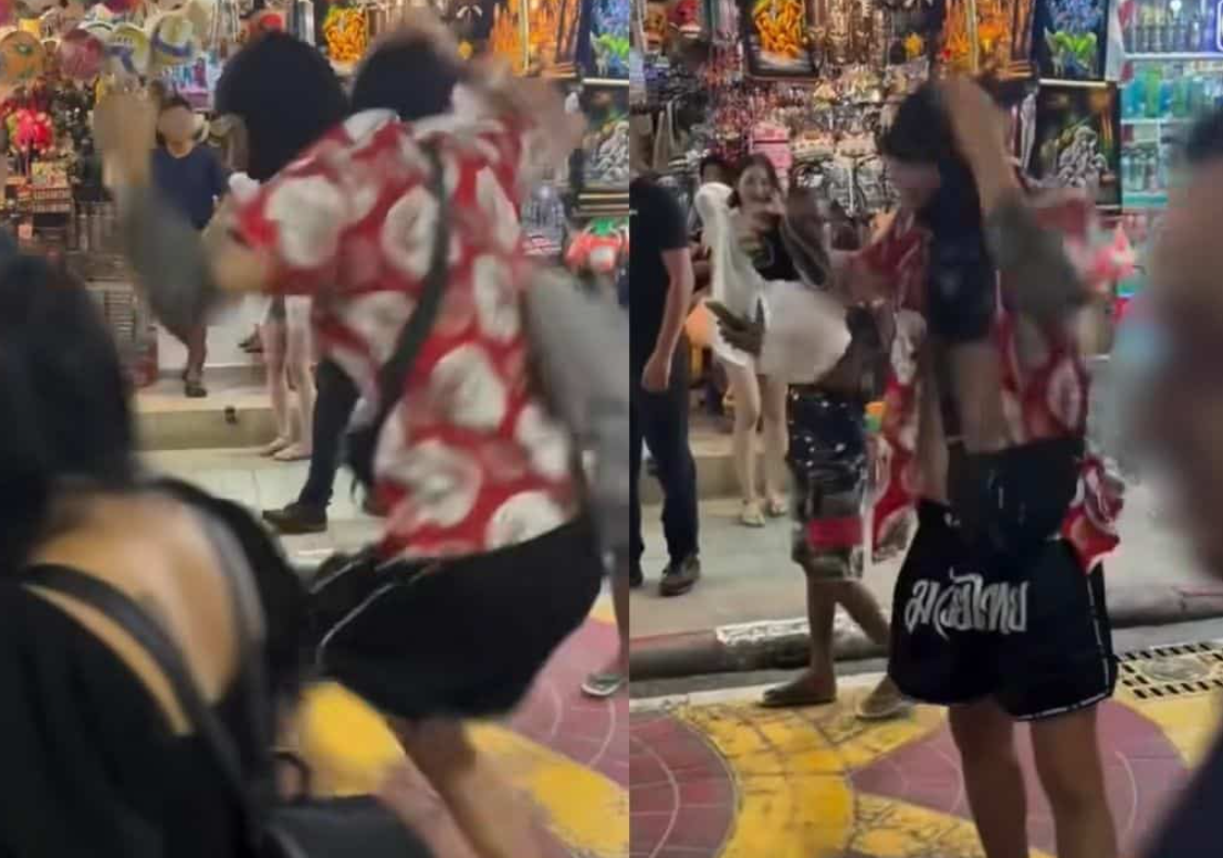 ▲▼他頭頂「寵物蟑螂」逛街！泰國阿姨太熱心　下秒伸手彈飛。（圖／Facebook／翻攝自อีซ้อขยี้ข่าว）